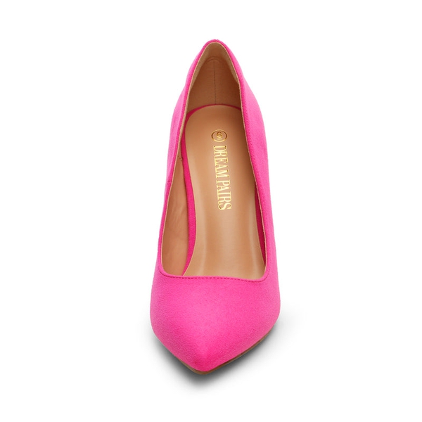 Pointed Toe Suede High Heel Pumps - FUCHSIA SUEDE - 3